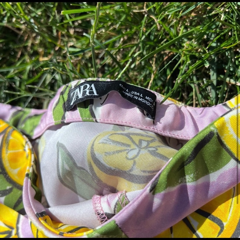 ZARA Light Pink Lemon Print Midi Skirt - Picture 4 of 6